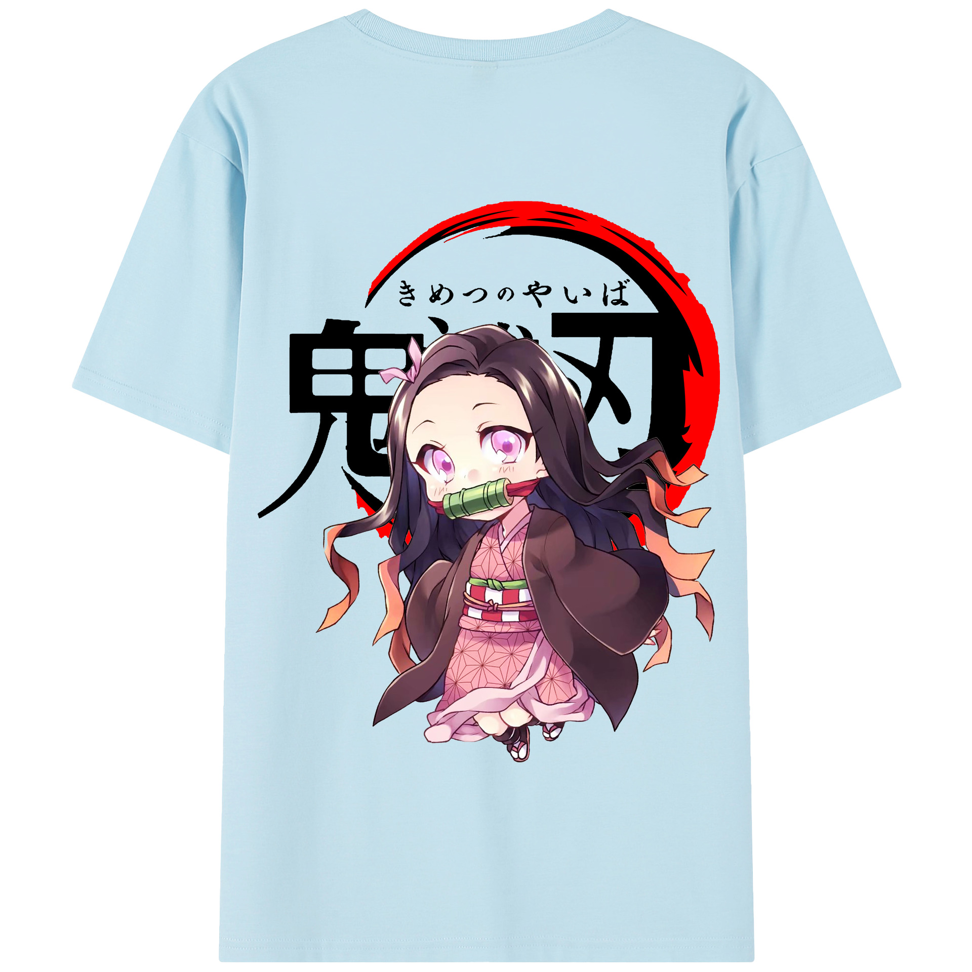 （画像用） 鬼滅の刃（きめつのやいば）竈門 禰󠄀豆子／かまど ねずこ Kamado Nezuko 綿100％半袖Tシャツ（背面プリント）